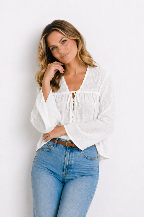 Blusa Texturizada con Lazo