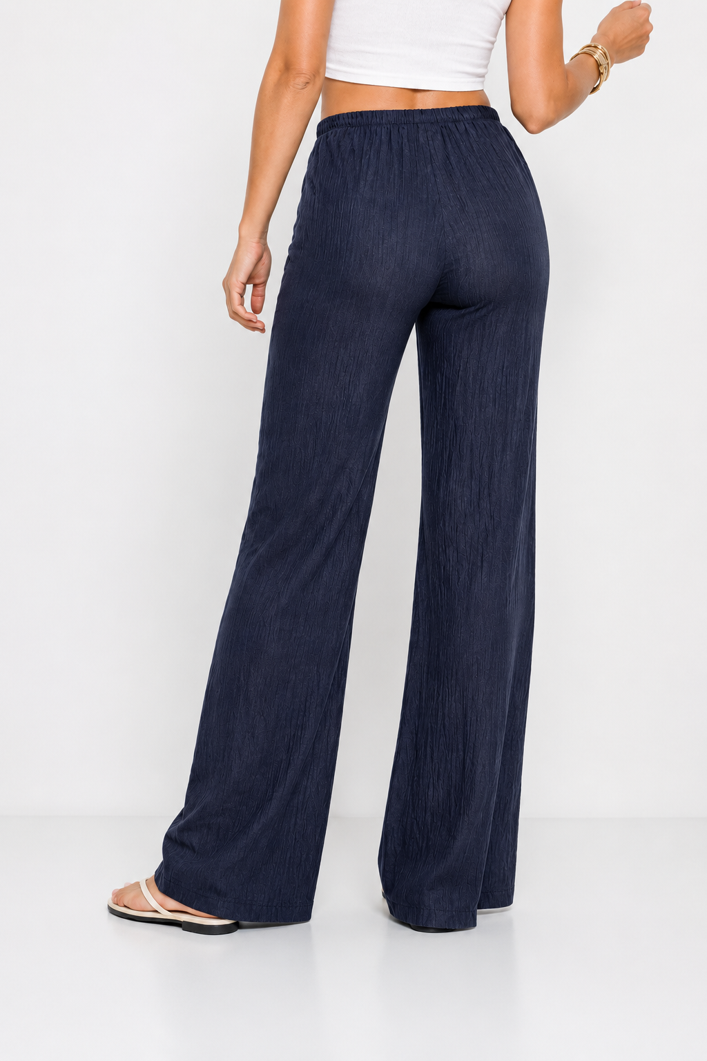 Pantalón Fluido Textura Cintura Elastica