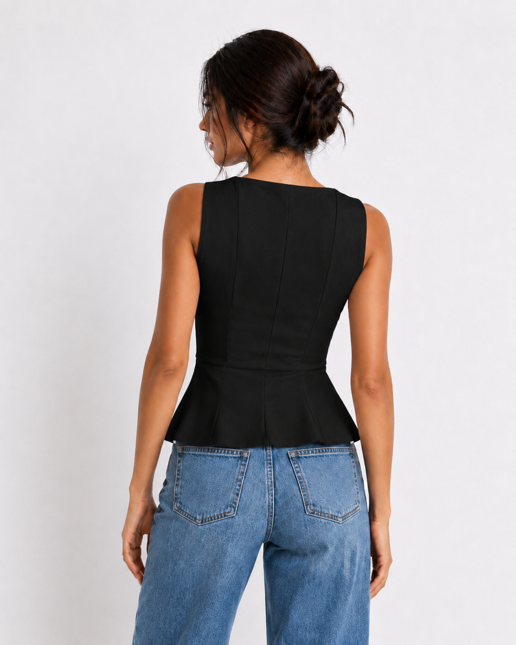 Blusa Peplum Estructurada Negra
