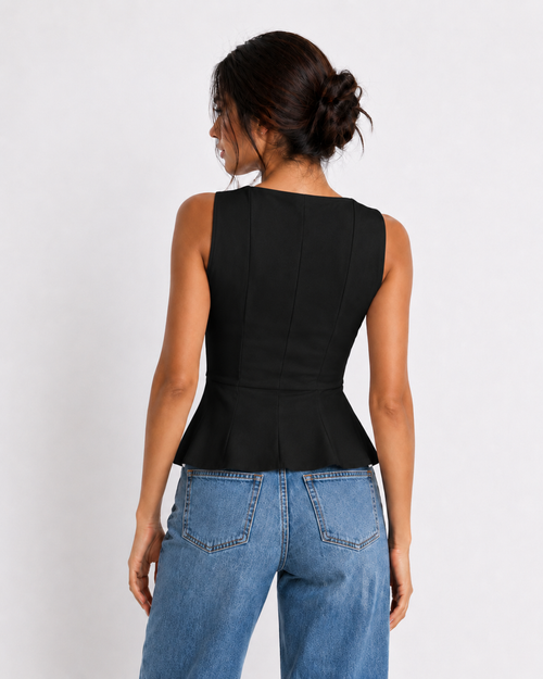 Blusa Peplum Estructurada Negra